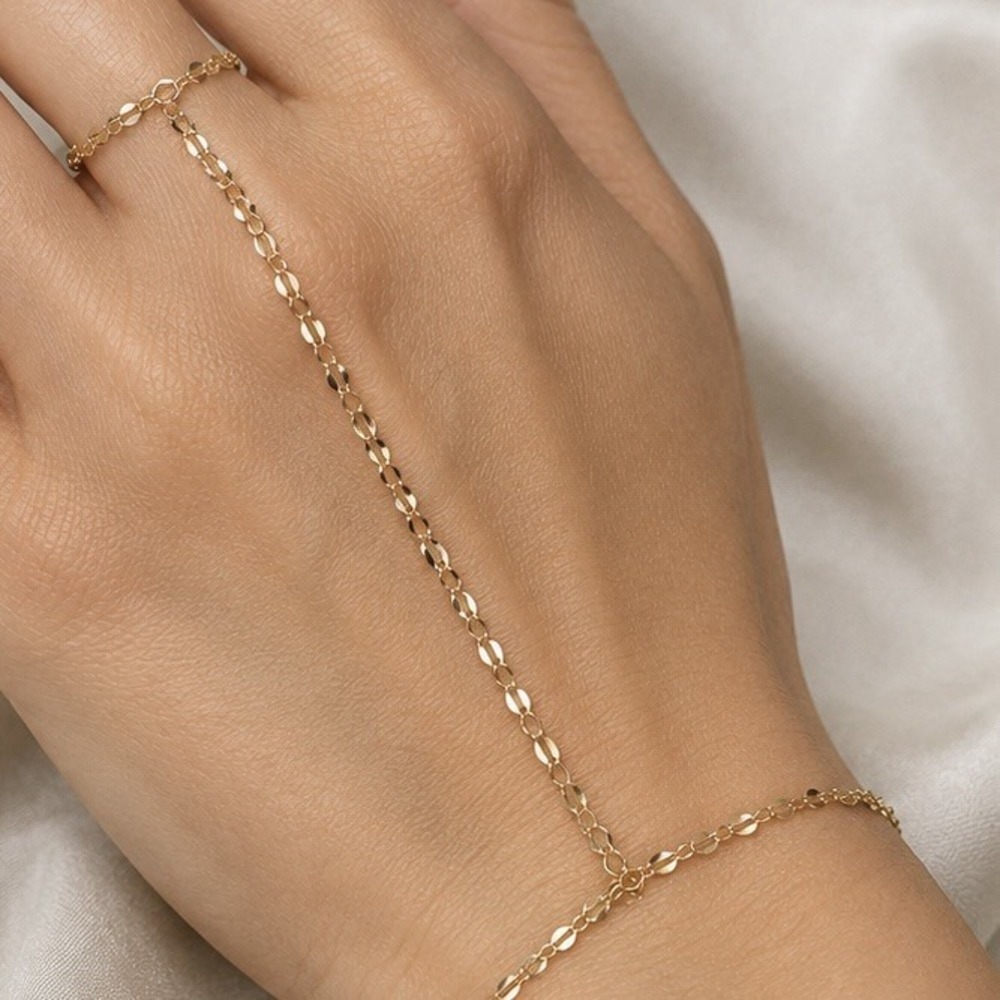 Gold Hand Chain Finger Bracelet, Dainty Hand Jewelry, Minimalist Gift For Her